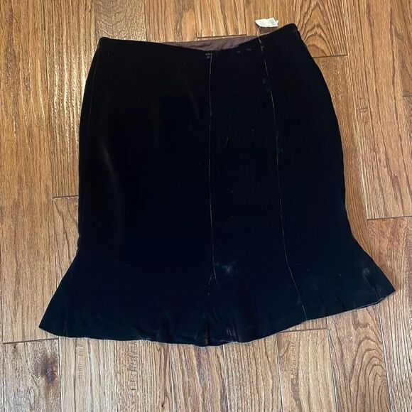 Talbots Collection Vintage Silk NWT brown velvet flounce skirt 12 - Picture 8 of 10